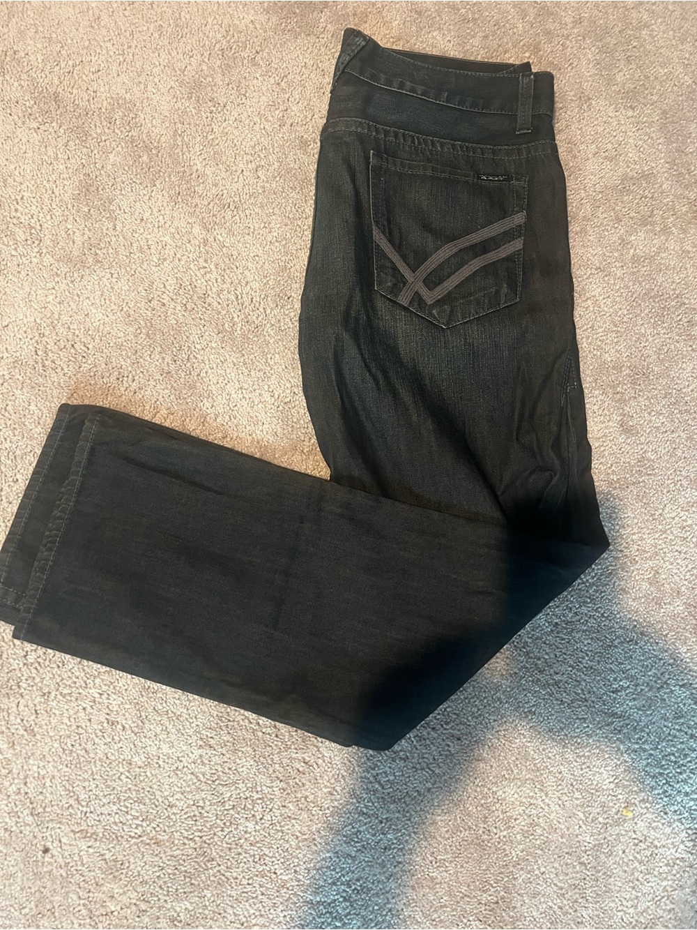 William Rast Men's Black Straight Jeans with Subtle Back Pocket Detail